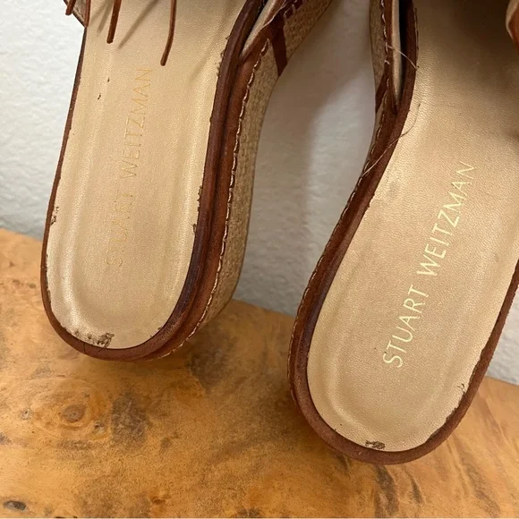 Stuart Weitzman Wiggleroom Suede Leather Fringe Espadrille Wedge Platform Sandal - Picture 6 of 14